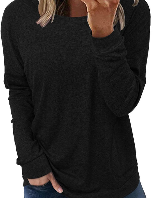Load image into Gallery viewer, Womens Crewneck Sweatshirt Casual Loose Fitting Tops Long Sleeve T Shirt
