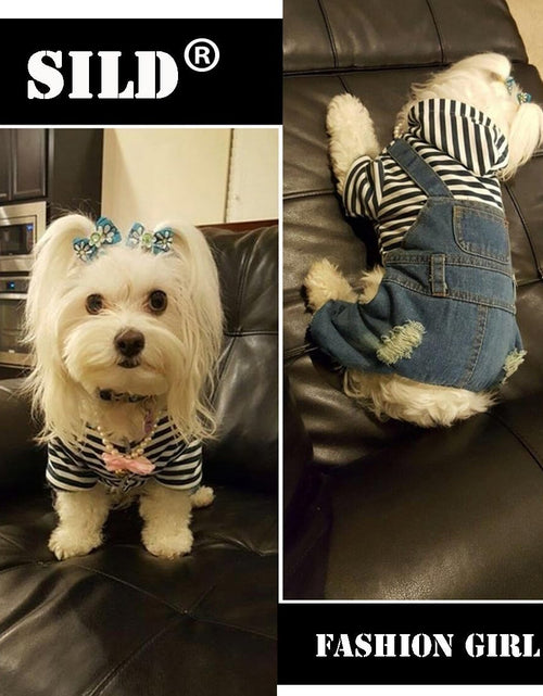Load image into Gallery viewer, Pet Denim Jumpsuit Dog Jeans Hoodies Cool Blue Coat Medium Small Dogs Classic Jacket Puppy Blue Vintage Washed Vests (L)
