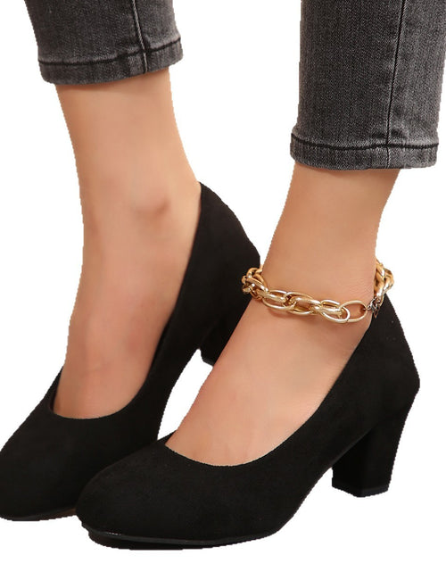 Load image into Gallery viewer, Autumn New Shallow Round Toe Thick Heel Slip-on Elegant High Heels
