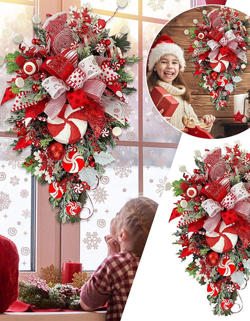 Load image into Gallery viewer, Christmas Wreath Candy Upside Down Tree Garland Artificial Xmas Ornament Home Porch Window Christmas wreath Door Wall Hanging Decoration
