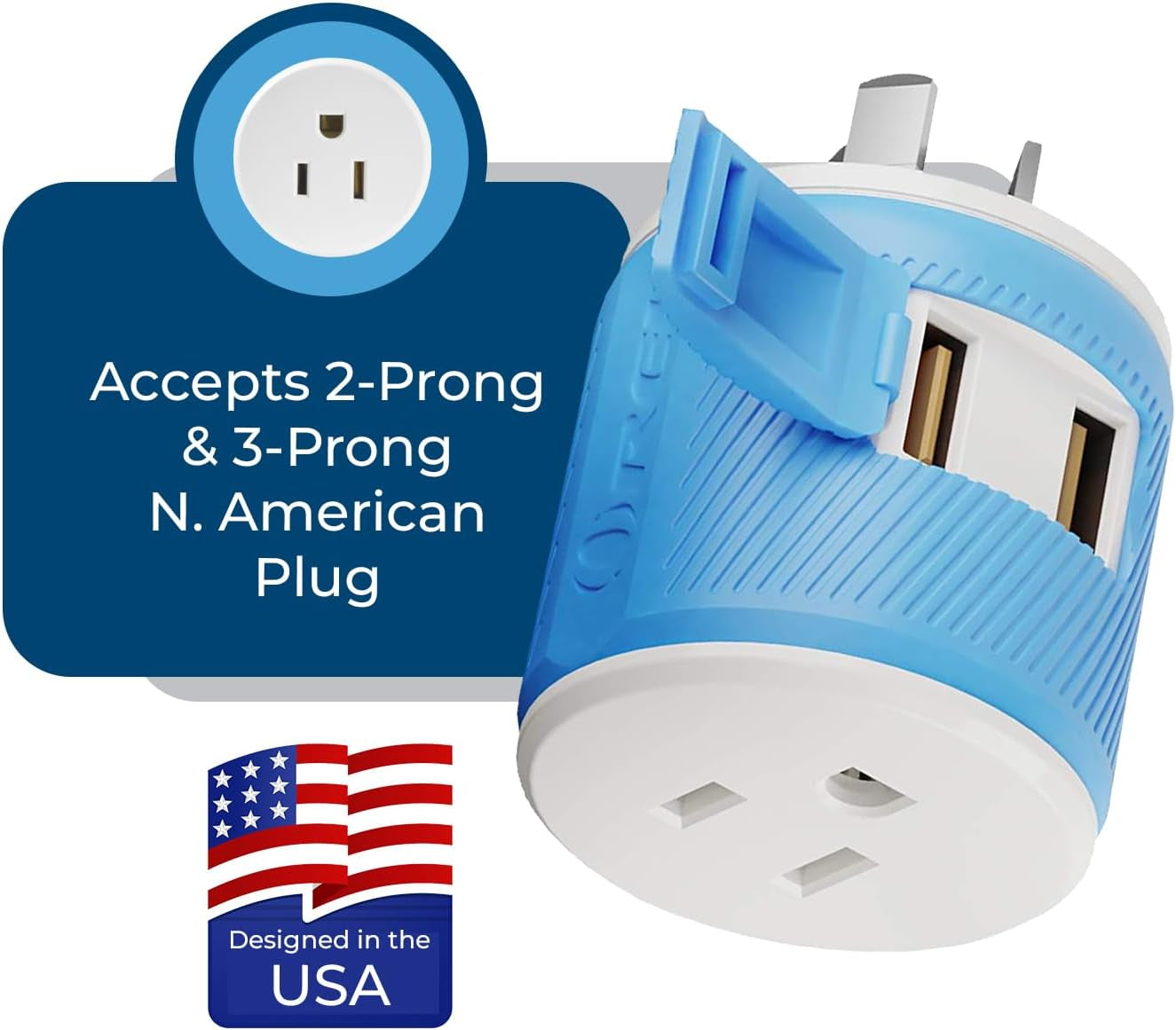 Australia, New Zealand, China Travel Plug Adapter by  with Dual USB + Surge Protection - Type I (U2U-16), Will Work with Cell Phones, Camera, Laptop, Tablets, Ipad, Iphone and More